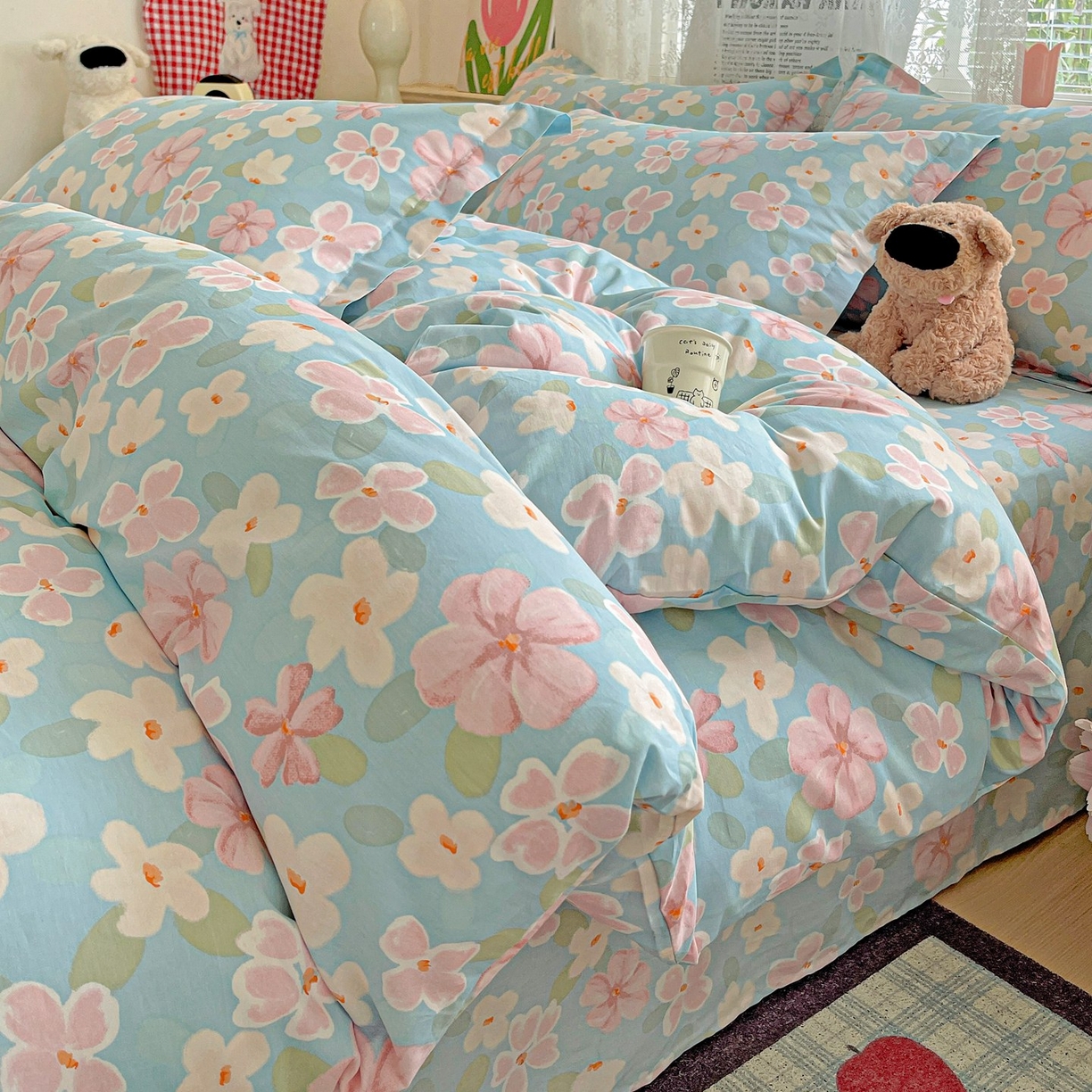 文黛家居 2025新款全棉喷气印花全棉纯棉印花系列四件套 花香四溢