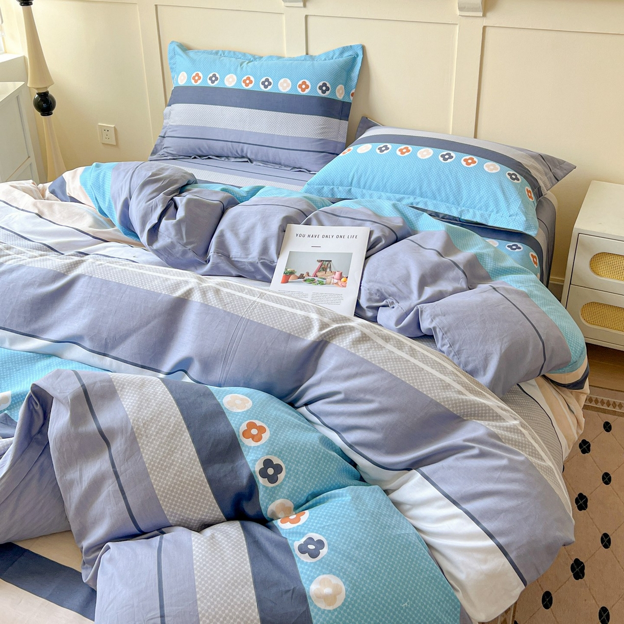 91家纺网 家纺一手货源 找家纺 文黛家居 2025新款全棉喷气印花全棉纯棉印花系列单品被套被套单件单被套 兰卡