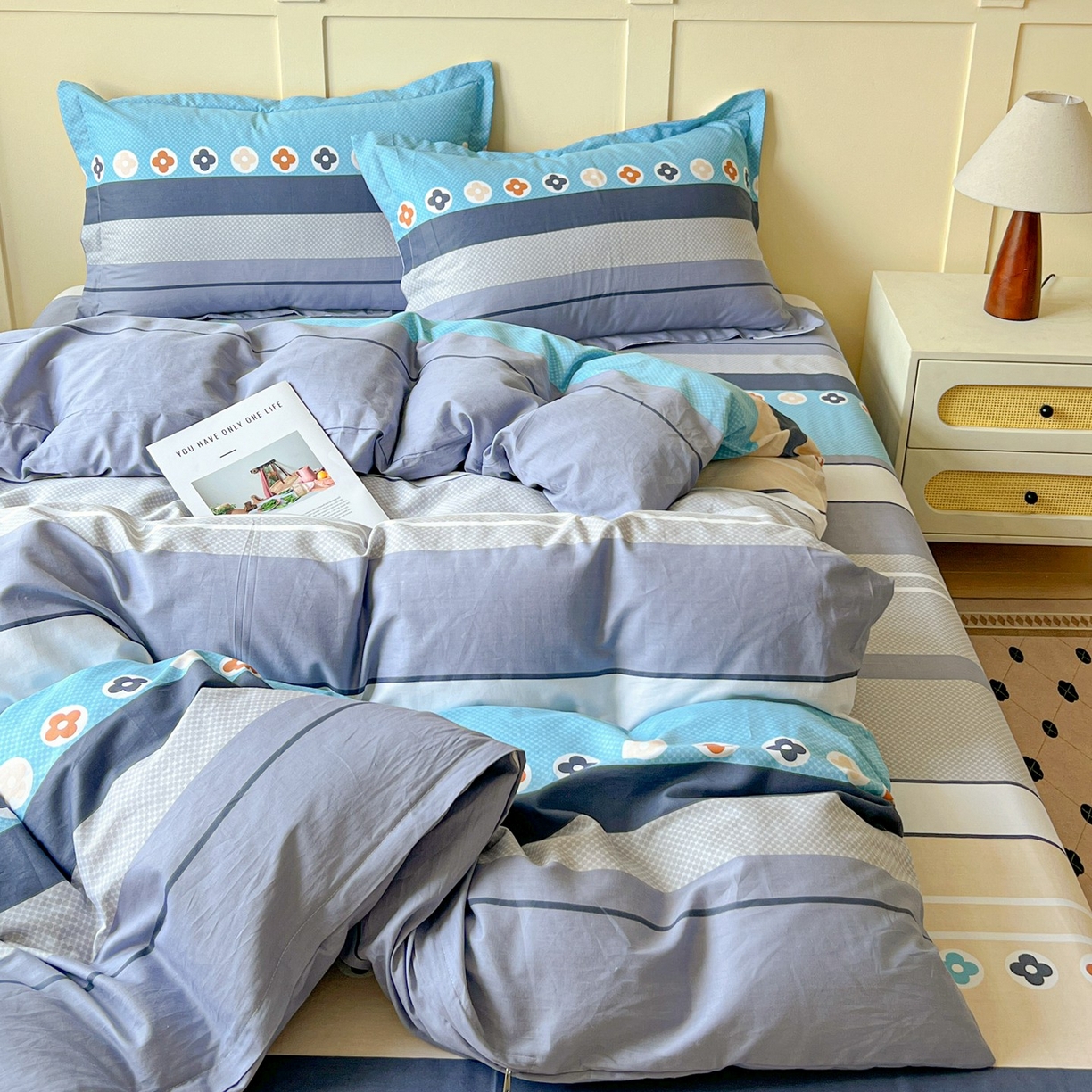 91家纺网 家纺一手货源 找家纺 文黛家居 2025新款全棉喷气印花全棉纯棉印花系列单品被套被套单件单被套 兰卡