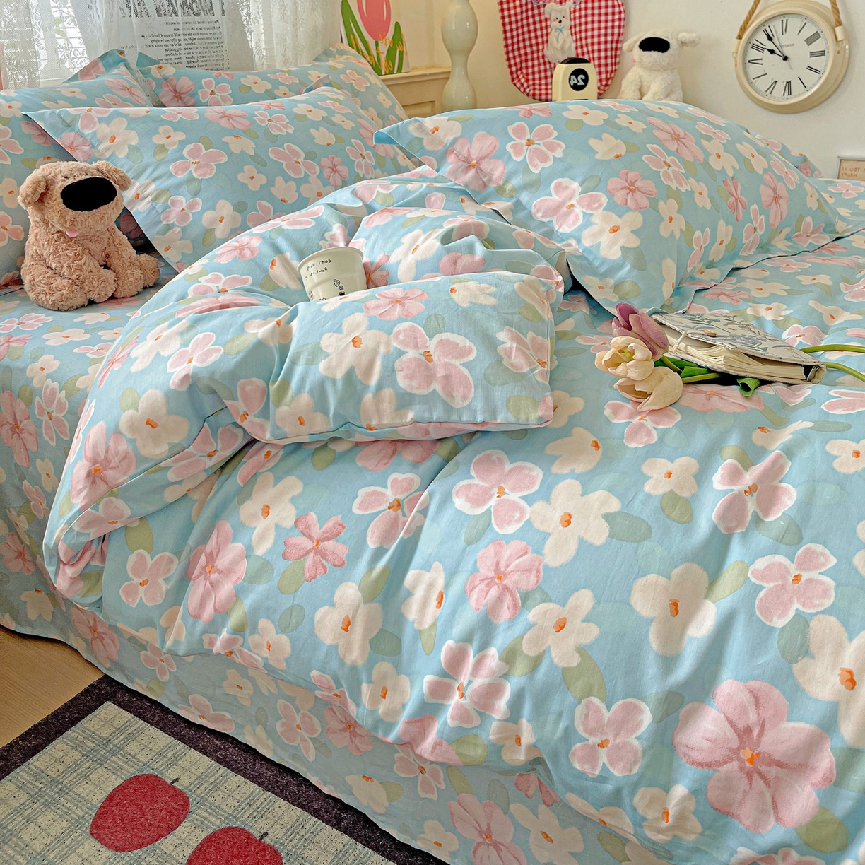 91家纺网 家纺一手货源 找家纺 文黛家居 2025新款全棉喷气印花全棉纯棉印花系列四件套 花香四溢