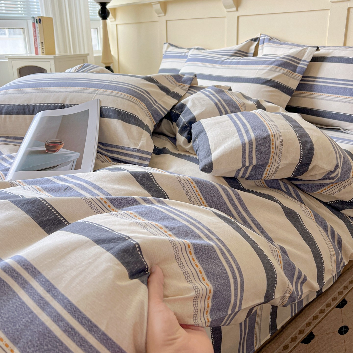 91家纺网 家纺一手货源 找家纺 文黛家居 2025新款全棉喷气印花全棉纯棉印花系列单品被套被套单件单被套 乐芙生活