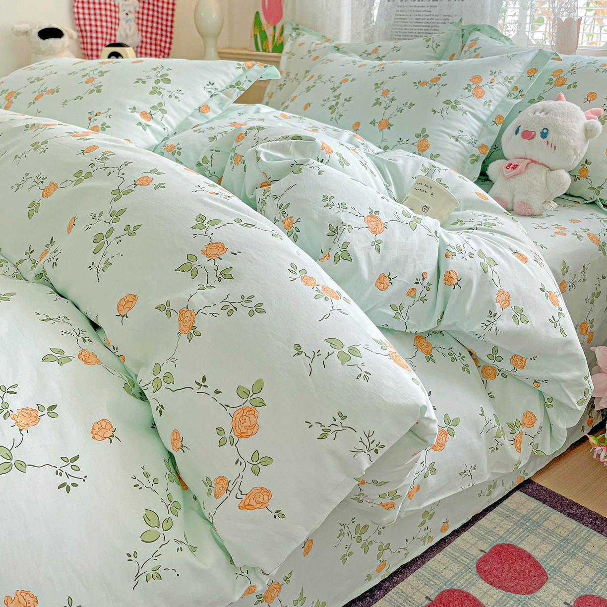 文黛家居 2025新款全棉喷气印花全棉纯棉印花系列四件套 花想容