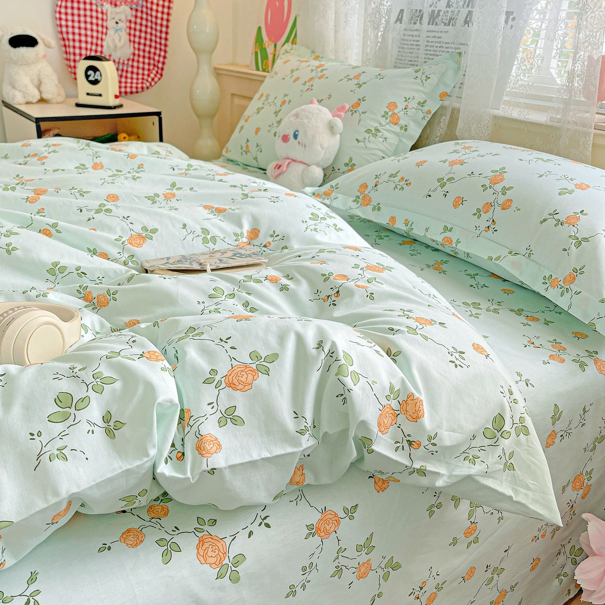 91家纺网 家纺一手货源 找家纺 文黛家居 2025新款全棉喷气印花全棉纯棉印花系列四件套 花想容