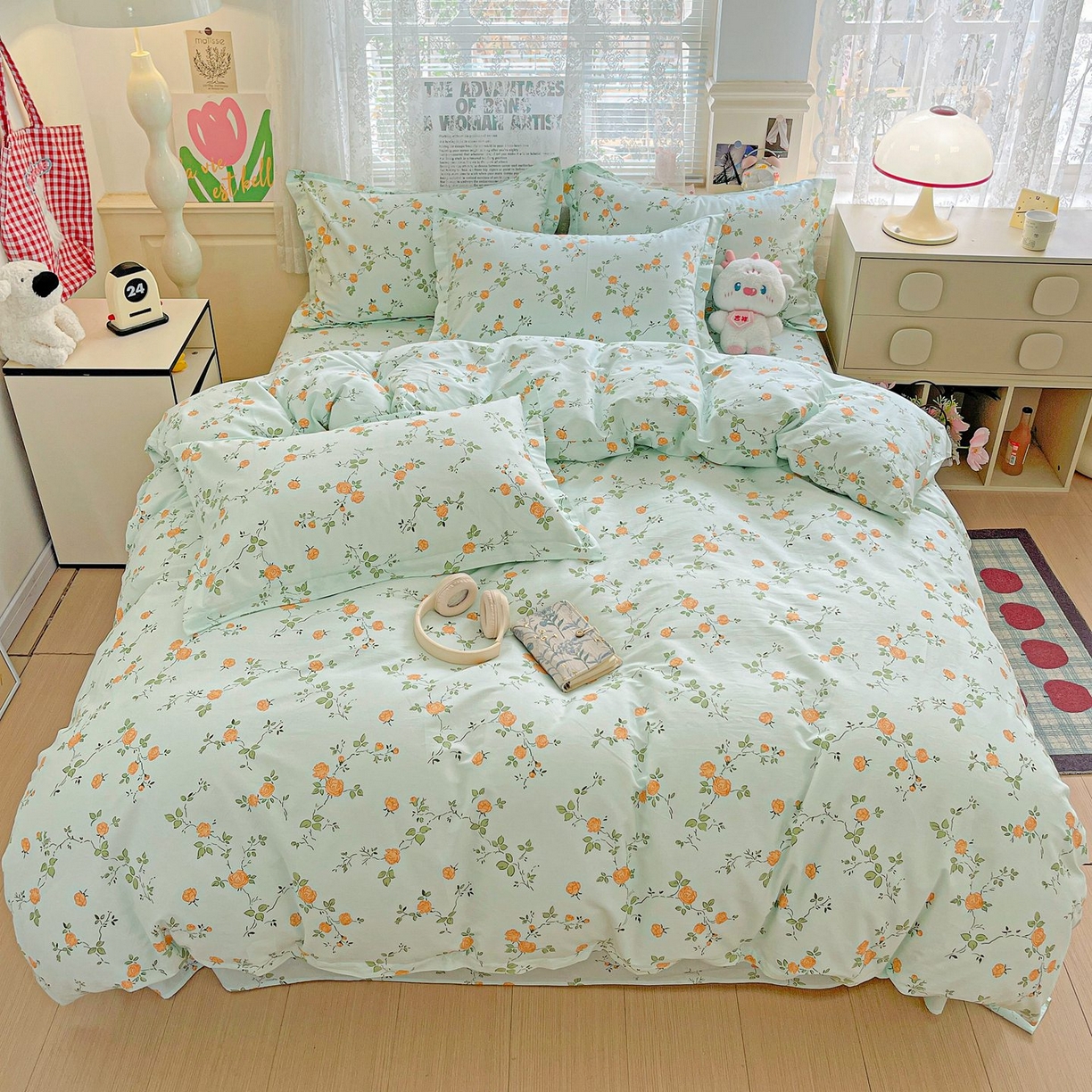 91家纺网 家纺一手货源 找家纺 文黛家居 2025新款全棉喷气印花全棉纯棉印花系列四件套 花想容