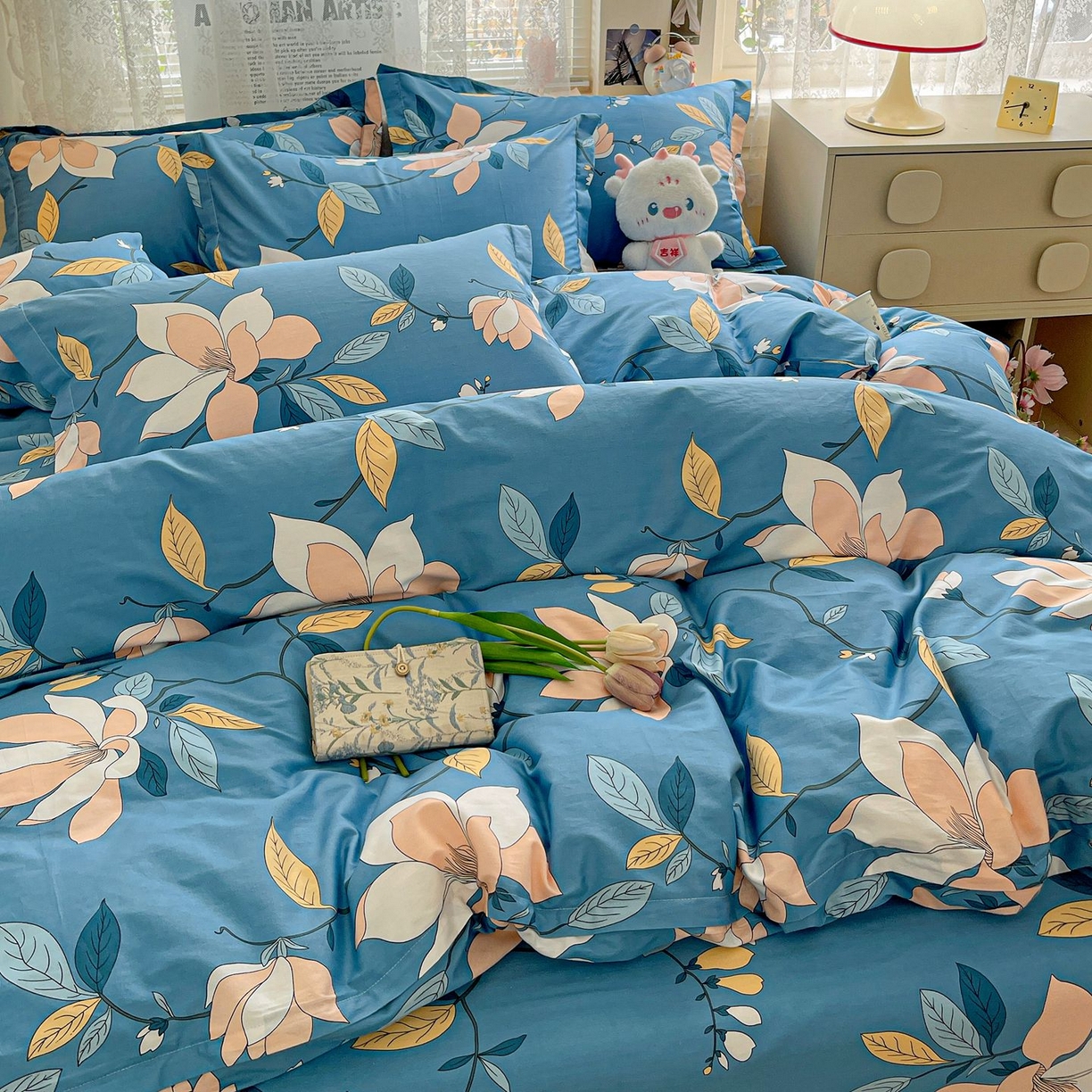 91家纺网 家纺一手货源 找家纺 文黛家居 2025新款全棉喷气印花全棉纯棉印花系列单品被套被套单件单被套 流莹