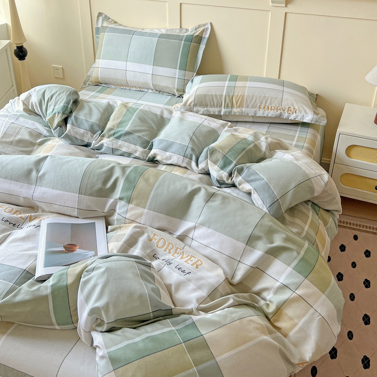 91家纺网 家纺一手货源 找家纺 文黛家居 2025新款全棉喷气印花全棉纯棉印花系列单品被套被套单件单被套 素格