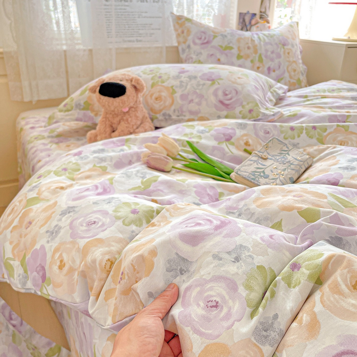 91家纺网 家纺一手货源 找家纺 文黛家居 2025新款全棉喷气印花全棉纯棉印花系列四件套 佳人有约