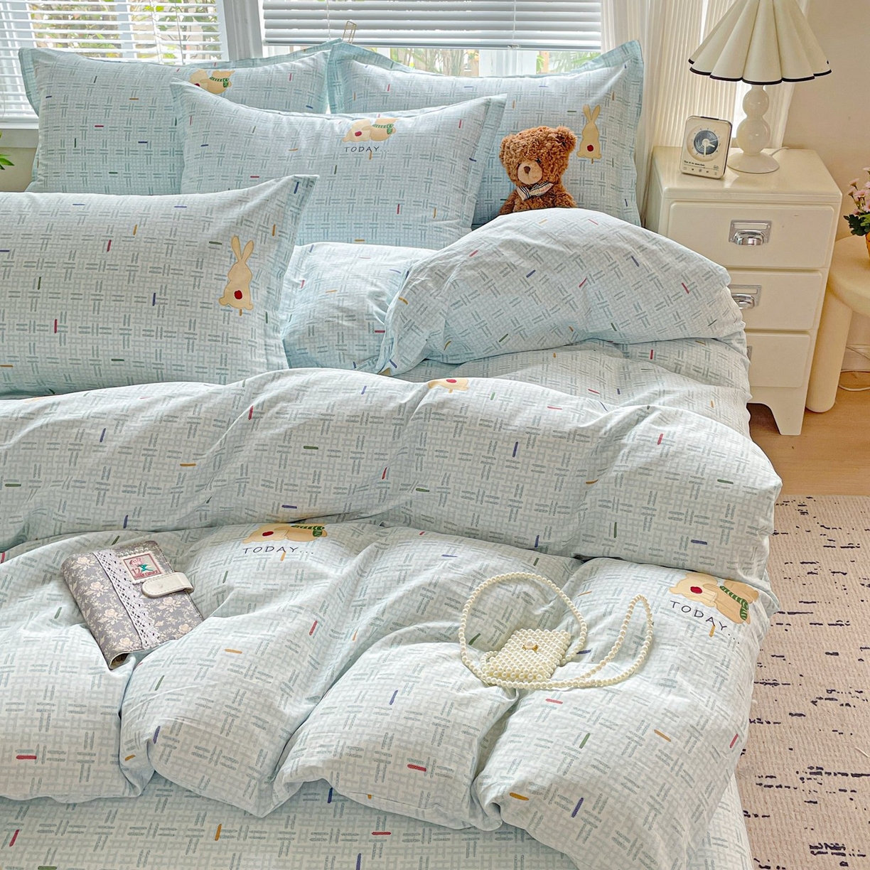 91家纺网 家纺一手货源 找家纺 文黛家居 2025新款全棉喷气印花全棉纯棉印花系列单品被套被套单件单被套 小幸运