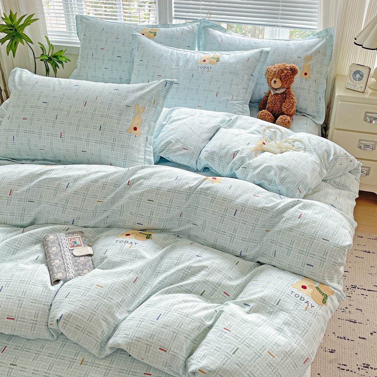 91家纺网 家纺一手货源 找家纺 文黛家居 2025新款全棉喷气印花全棉纯棉印花系列单品被套被套单件单被套 小幸运