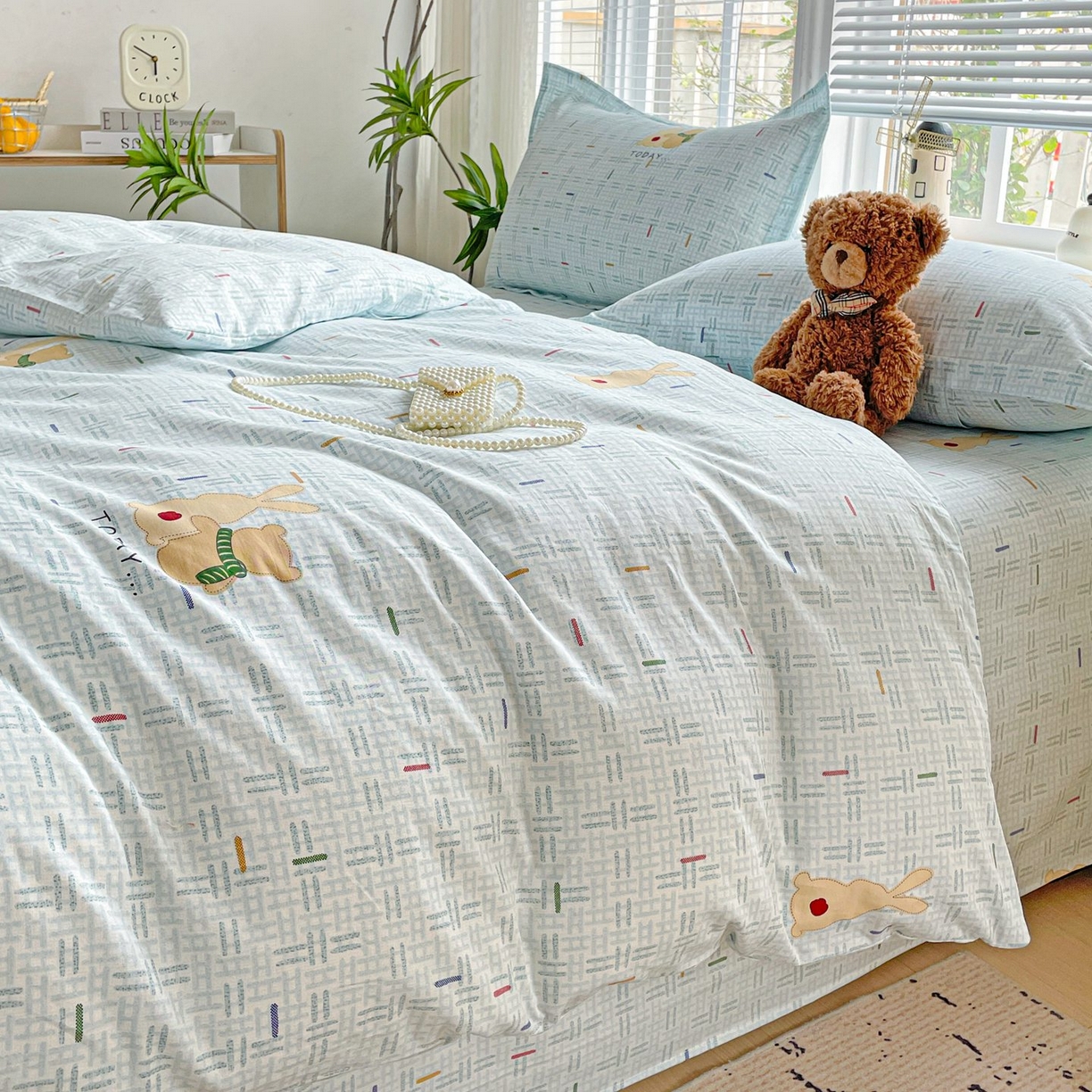 91家纺网 家纺一手货源 找家纺 文黛家居 2025新款全棉喷气印花全棉纯棉印花系列单品被套被套单件单被套 小幸运