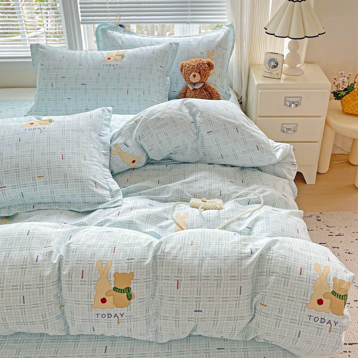 91家纺网 家纺一手货源 找家纺 文黛家居 2025新款全棉喷气印花全棉纯棉印花系列单品被套被套单件单被套 小幸运