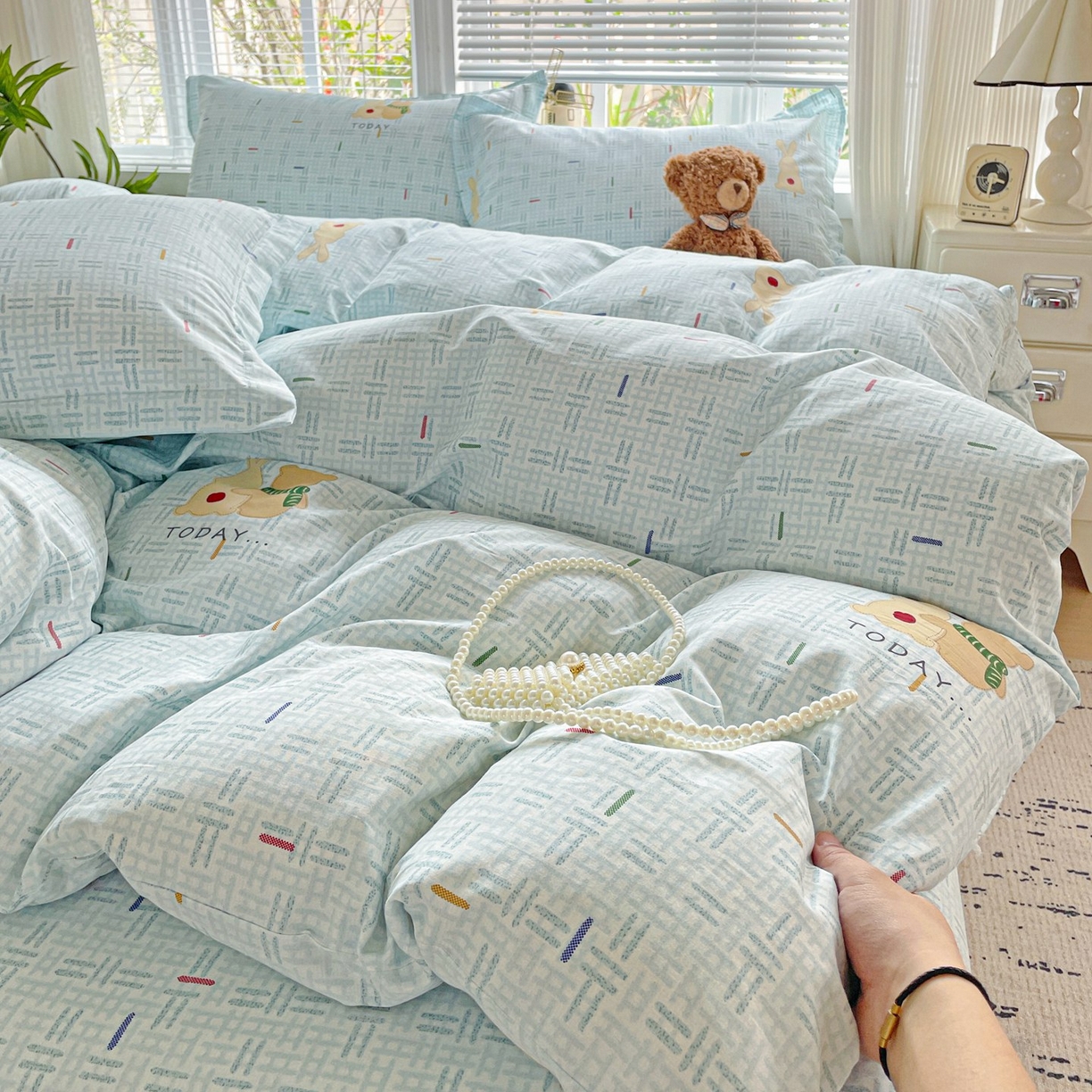 91家纺网 家纺一手货源 找家纺 文黛家居 2025新款全棉喷气印花全棉纯棉印花系列单品被套被套单件单被套 小幸运