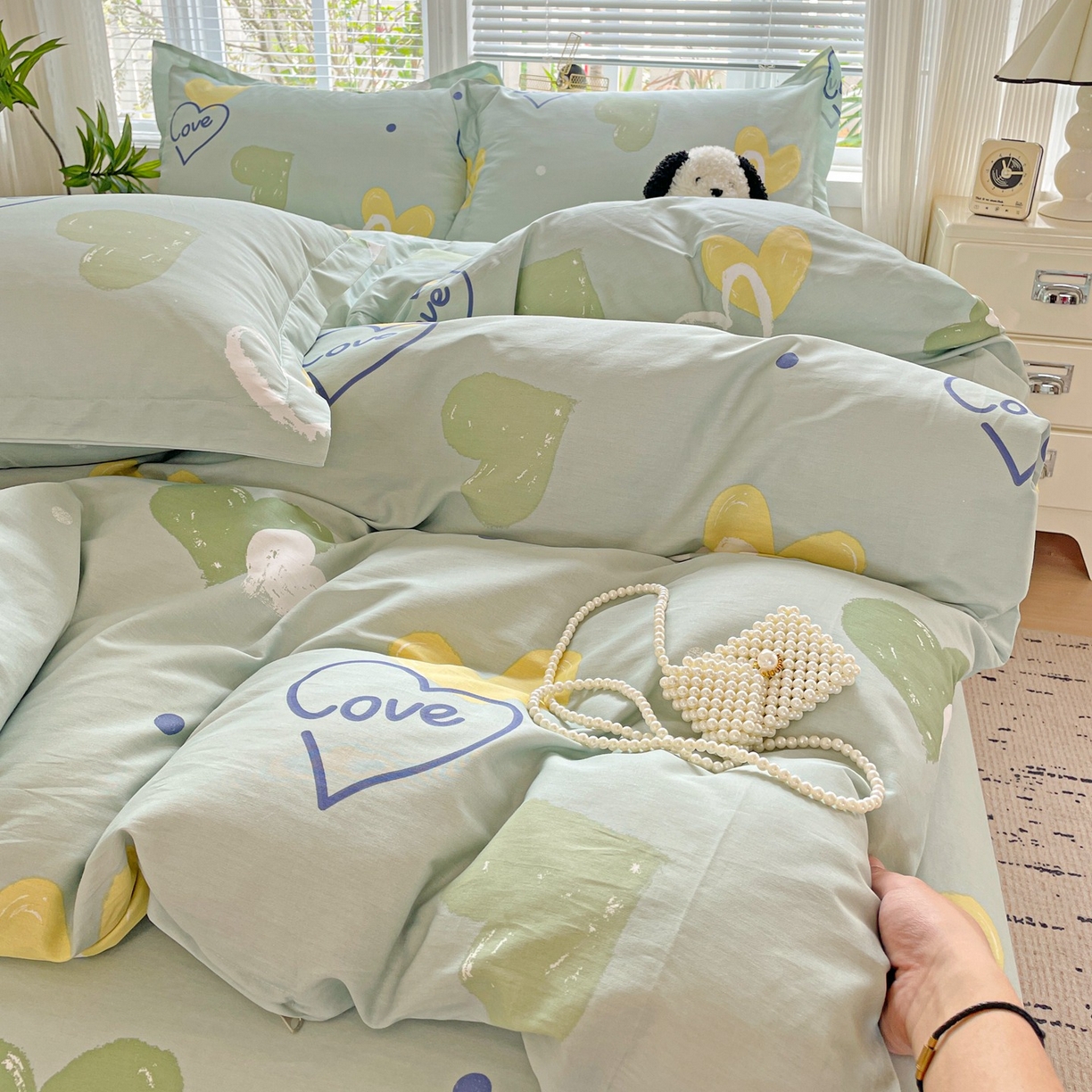 91家纺网 家纺一手货源 找家纺 文黛家居 2025新款全棉喷气印花全棉纯棉印花系列单品被套被套单件单被套 心愿恋曲