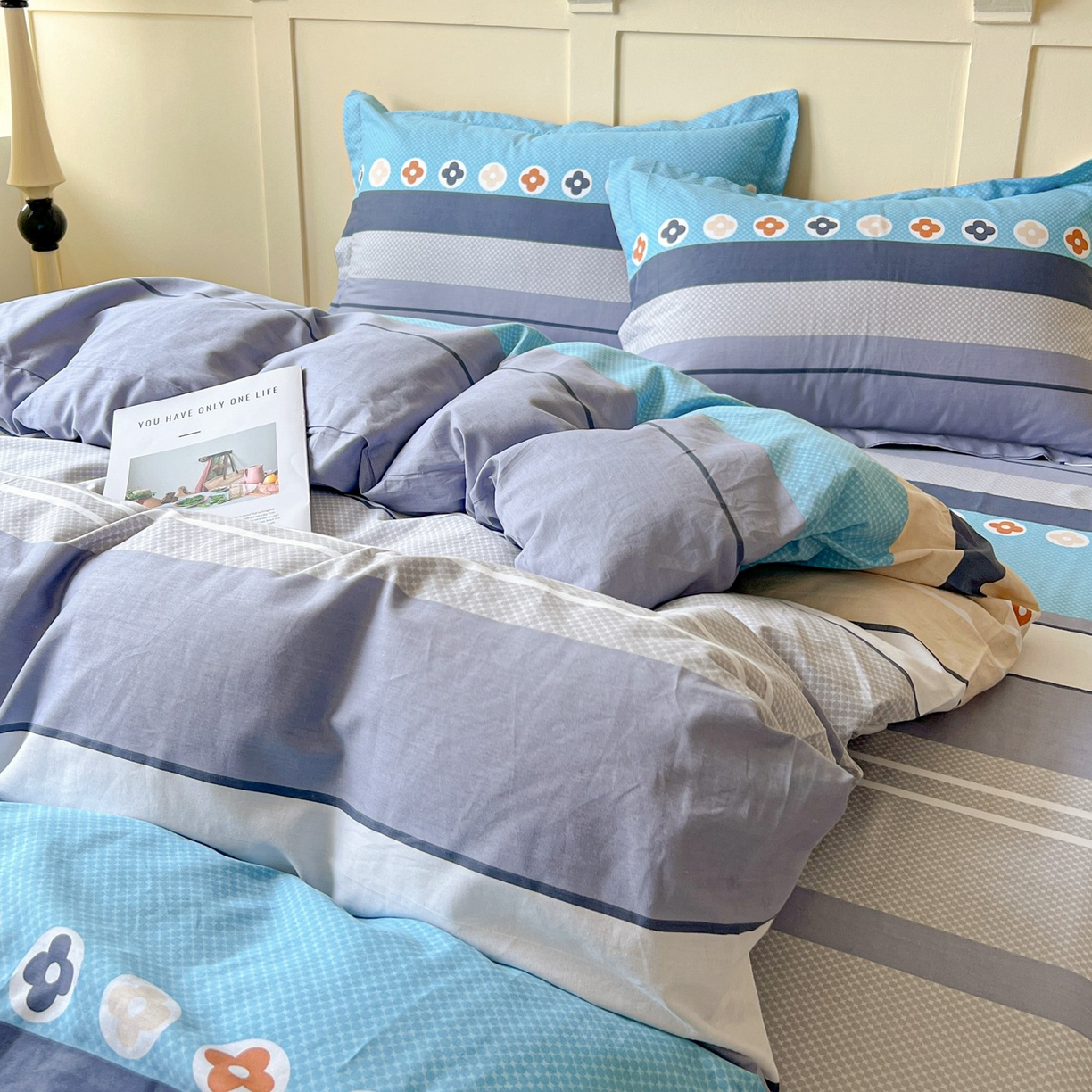 91家纺网 家纺一手货源 找家纺 文黛家居 2025新款全棉喷气印花全棉纯棉印花系列四件套 兰卡