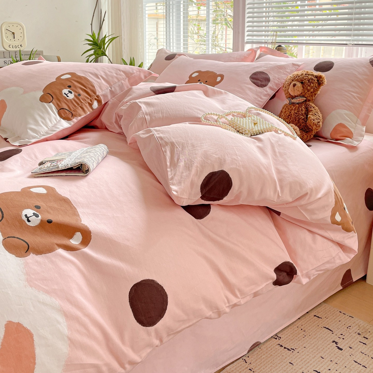 91家纺网 家纺一手货源 找家纺 文黛家居 2025新款全棉喷气印花全棉纯棉印花系列单品被套被套单件单被套 熊熊乐园-粉