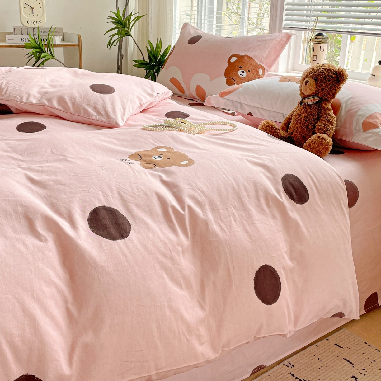 91家纺网 家纺一手货源 找家纺 文黛家居 2025新款全棉喷气印花全棉纯棉印花系列单品被套被套单件单被套 熊熊乐园-粉