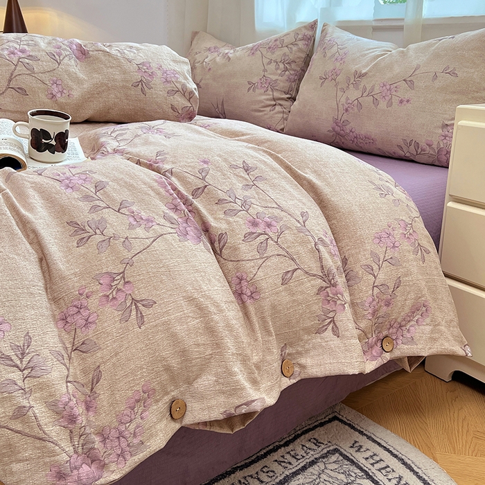 91家纺网 家纺一手货源 找家纺 （总）优佳优品 2025秋冬新款A类高克重亚麻复古侘季风复麻系列四件套