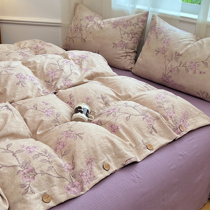 91家纺网 家纺一手货源 找家纺 （总）优佳优品 2025秋冬新款A类高克重亚麻复古侘季风复麻系列四件套