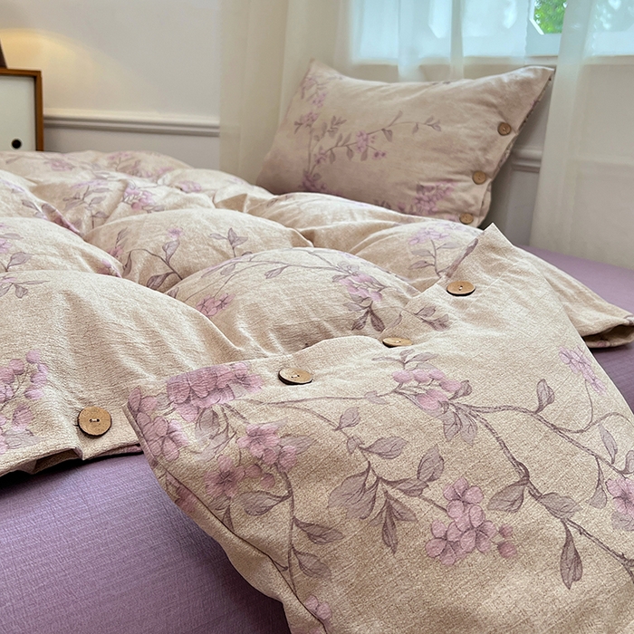 91家纺网 家纺一手货源 找家纺 （总）优佳优品 2025秋冬新款A类高克重亚麻复古侘季风复麻系列四件套