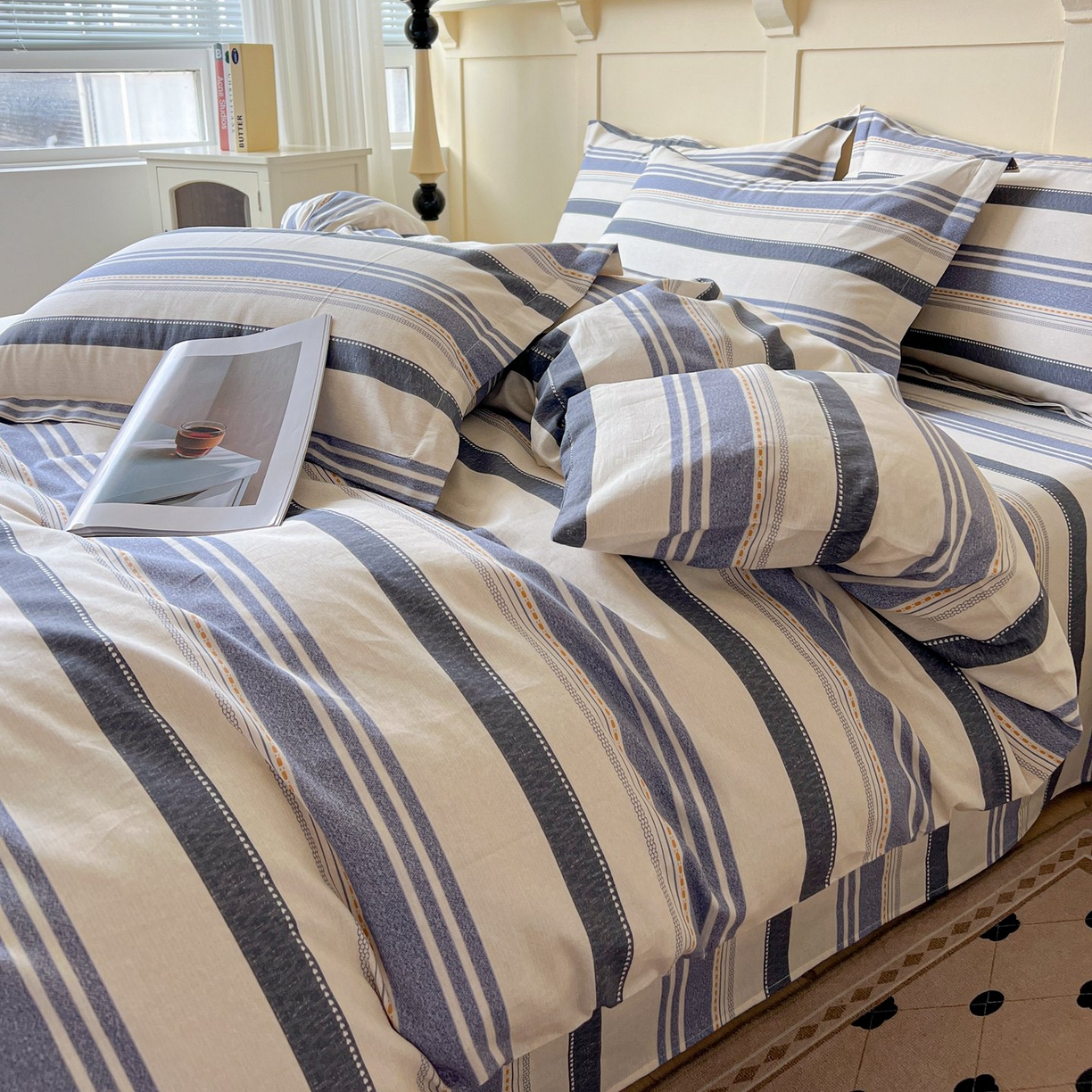 91家纺网 家纺一手货源 找家纺 文黛家居 2025新款全棉喷气印花全棉纯棉印花系列四件套 乐芙生活