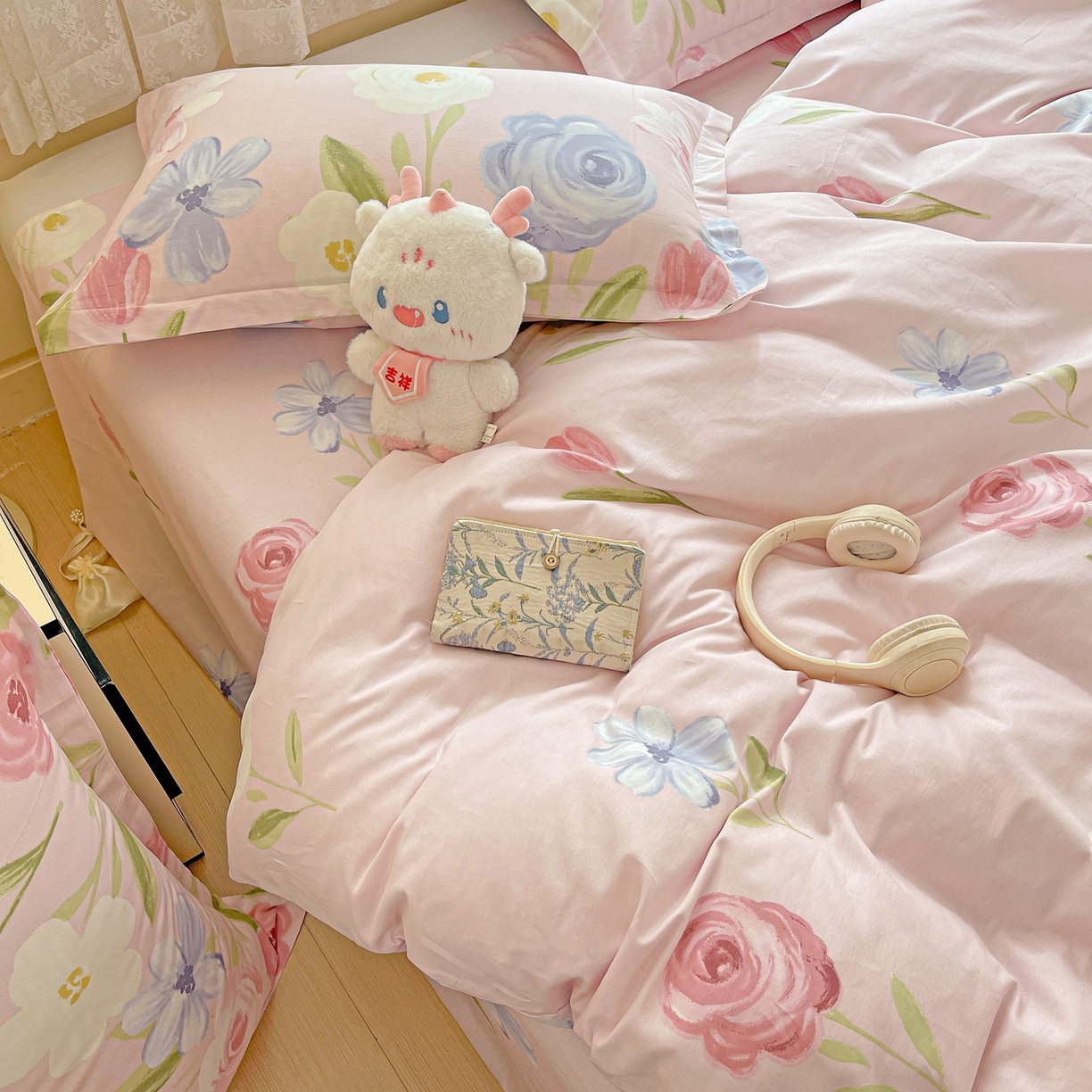 91家纺网 家纺一手货源 找家纺 文黛家居 2025新款全棉喷气印花全棉纯棉印花系列单品被套被套单件单被套 珍妮花园