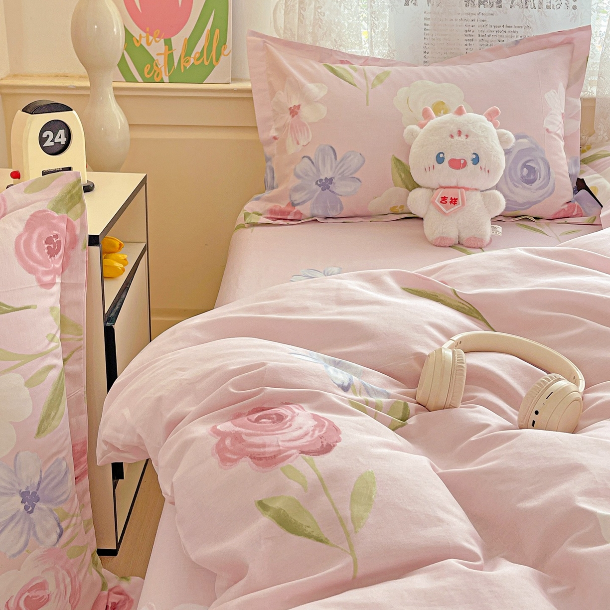 91家纺网 家纺一手货源 找家纺 文黛家居 2025新款全棉喷气印花全棉纯棉印花系列单品被套被套单件单被套 珍妮花园