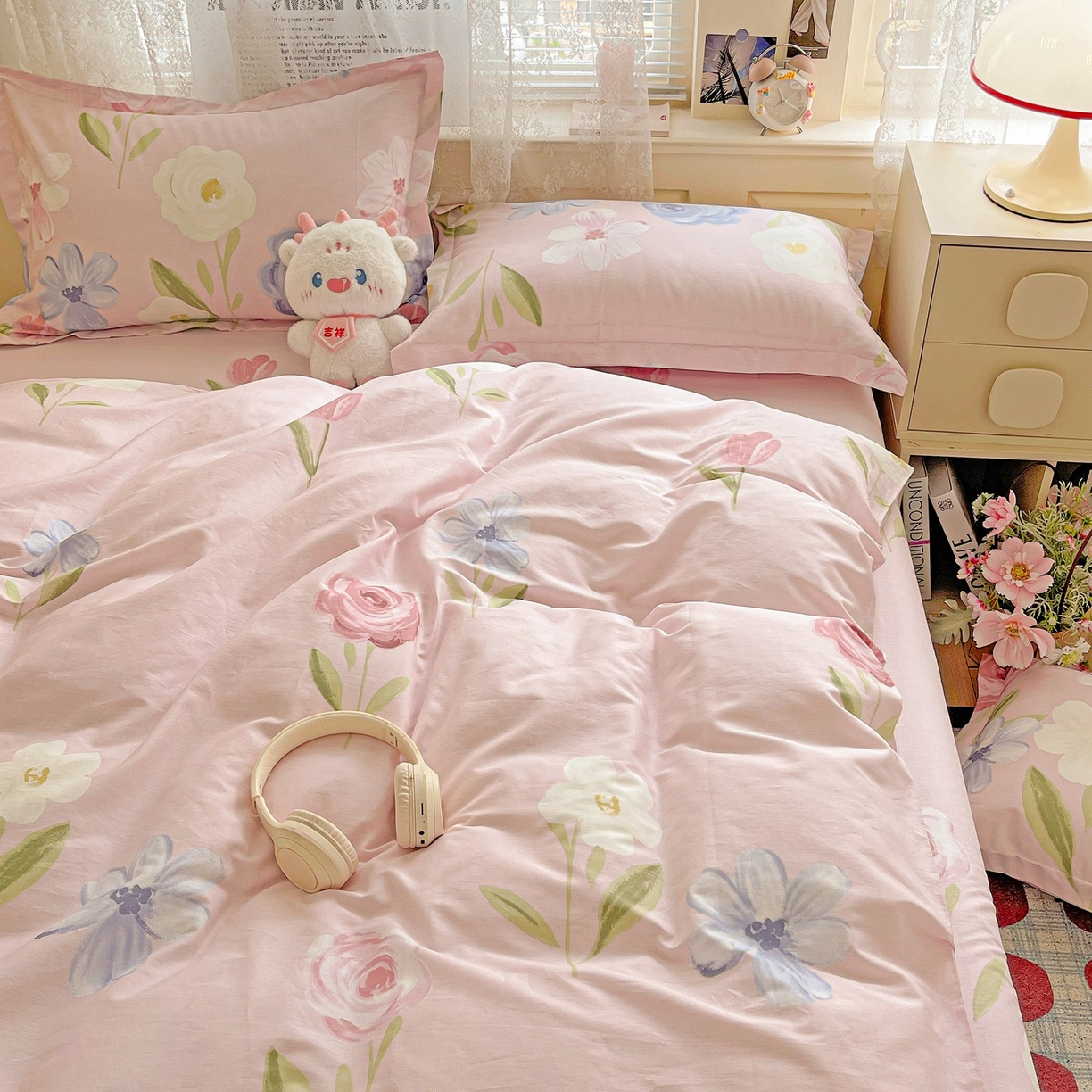 91家纺网 家纺一手货源 找家纺 文黛家居 2025新款全棉喷气印花全棉纯棉印花系列单品被套被套单件单被套 珍妮花园