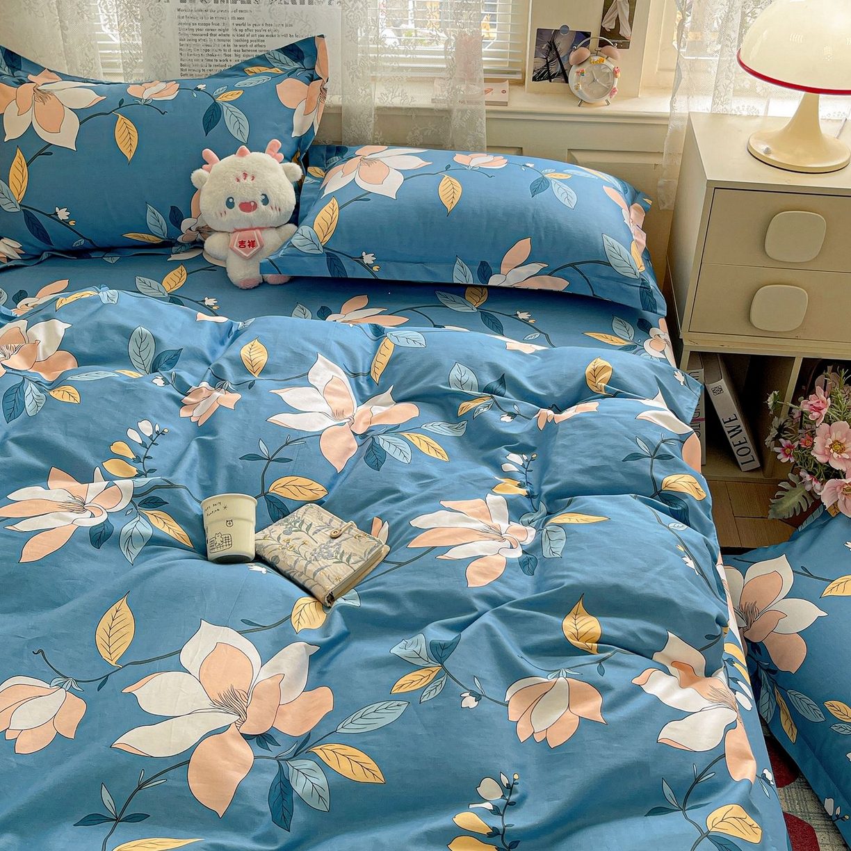 91家纺网 家纺一手货源 找家纺 文黛家居 2025新款全棉喷气印花全棉纯棉印花系列四件套 流莹