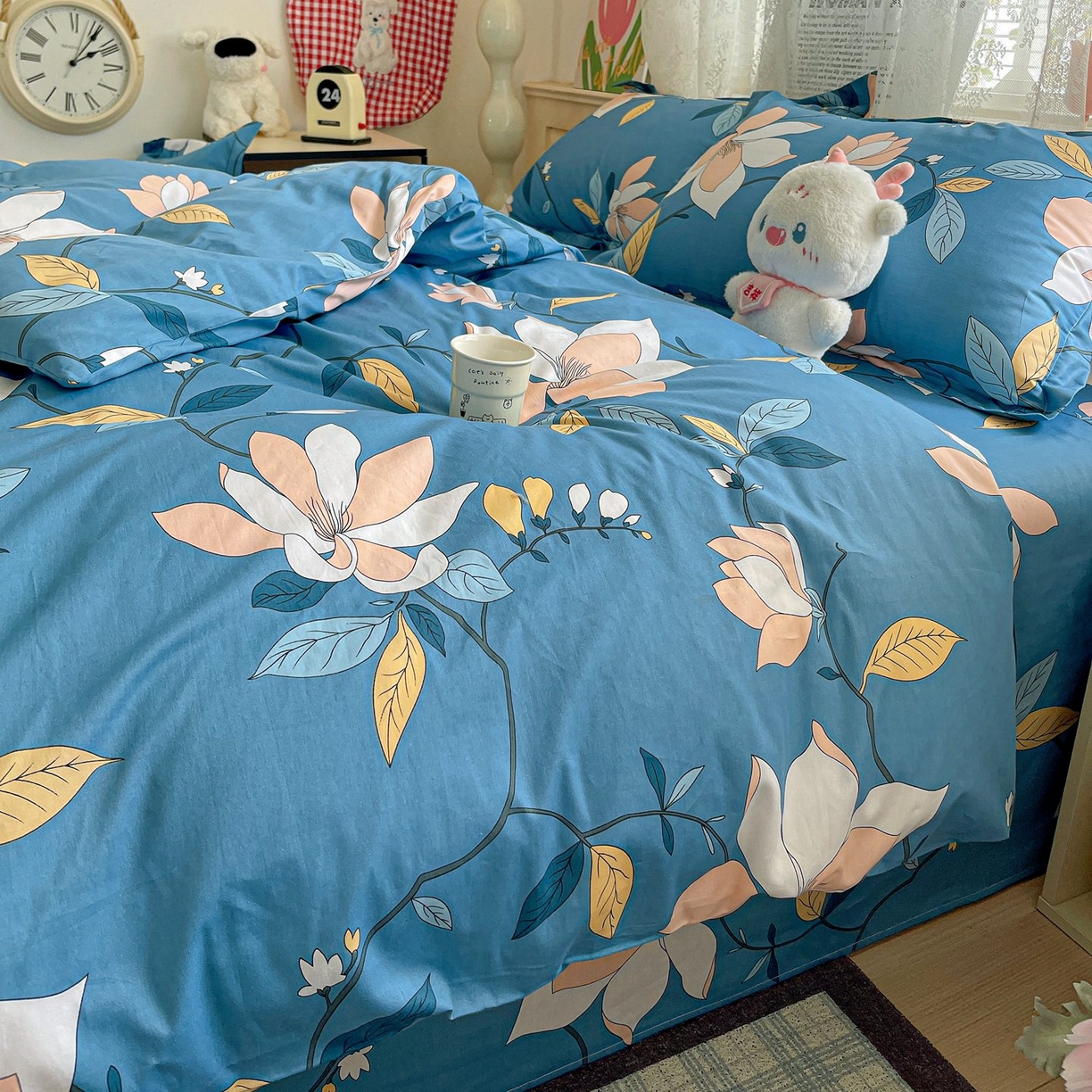 91家纺网 家纺一手货源 找家纺 文黛家居 2025新款全棉喷气印花全棉纯棉印花系列四件套 流莹