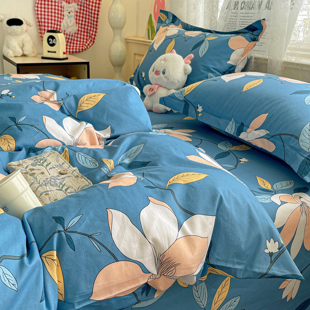 91家纺网 家纺一手货源 找家纺 文黛家居 2025新款全棉喷气印花全棉纯棉印花系列四件套 流莹