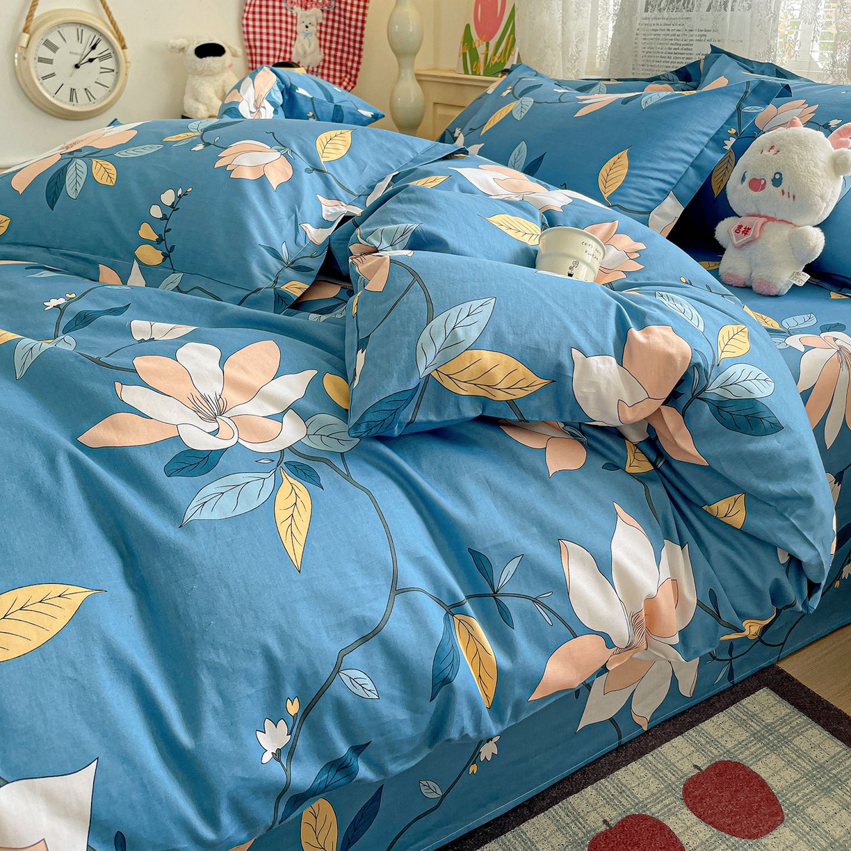 91家纺网 家纺一手货源 找家纺 文黛家居 2025新款全棉喷气印花全棉纯棉印花系列四件套 流莹