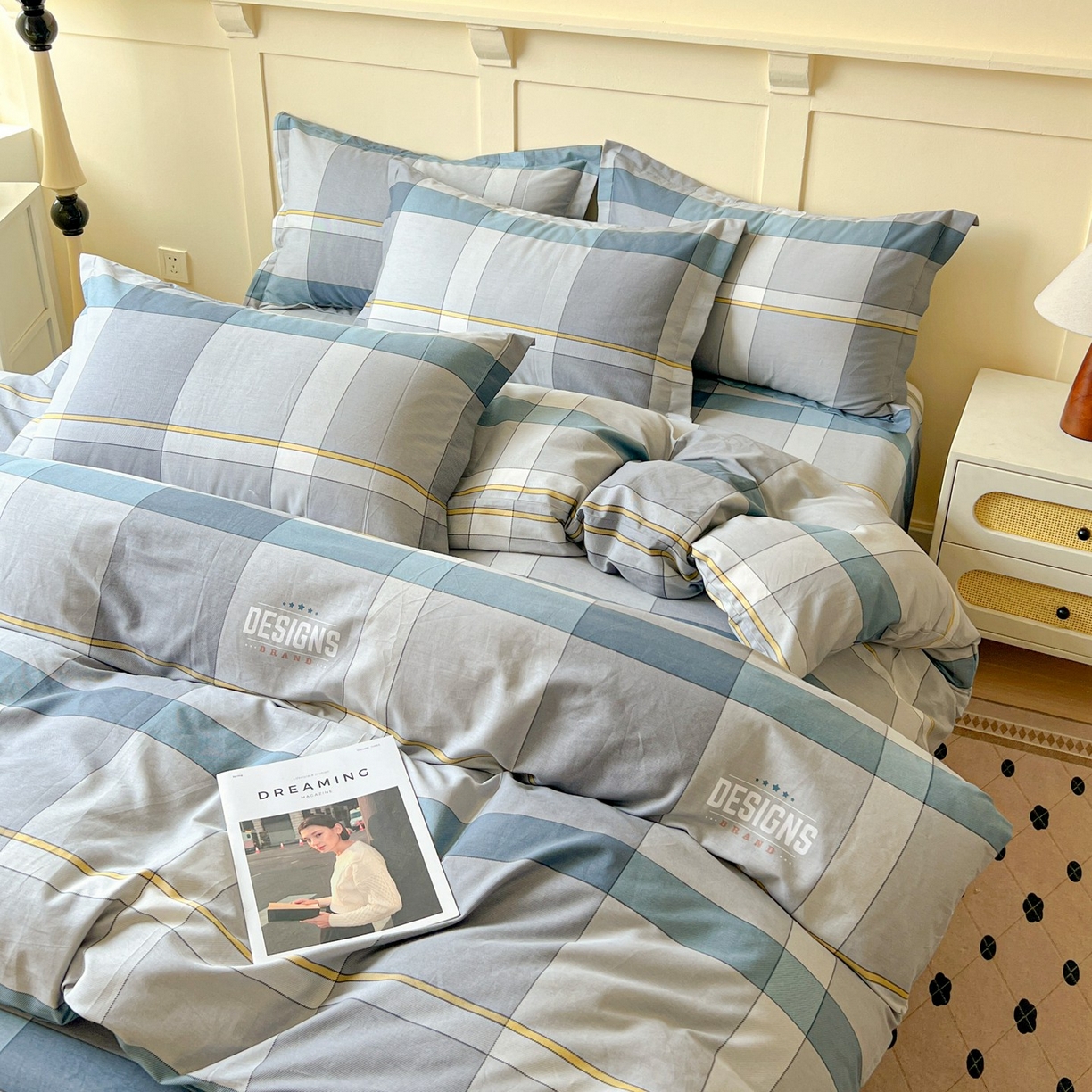 91家纺网 家纺一手货源 找家纺 文黛家居 2025新款全棉喷气印花全棉纯棉印花系列四件套 摩卡庄园