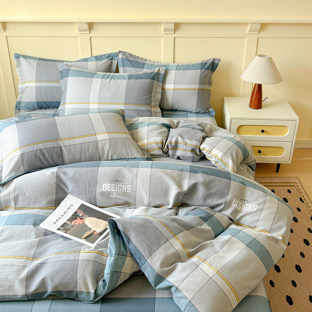 91家纺网 家纺一手货源 找家纺 文黛家居 2025新款全棉喷气印花全棉纯棉印花系列四件套 摩卡庄园