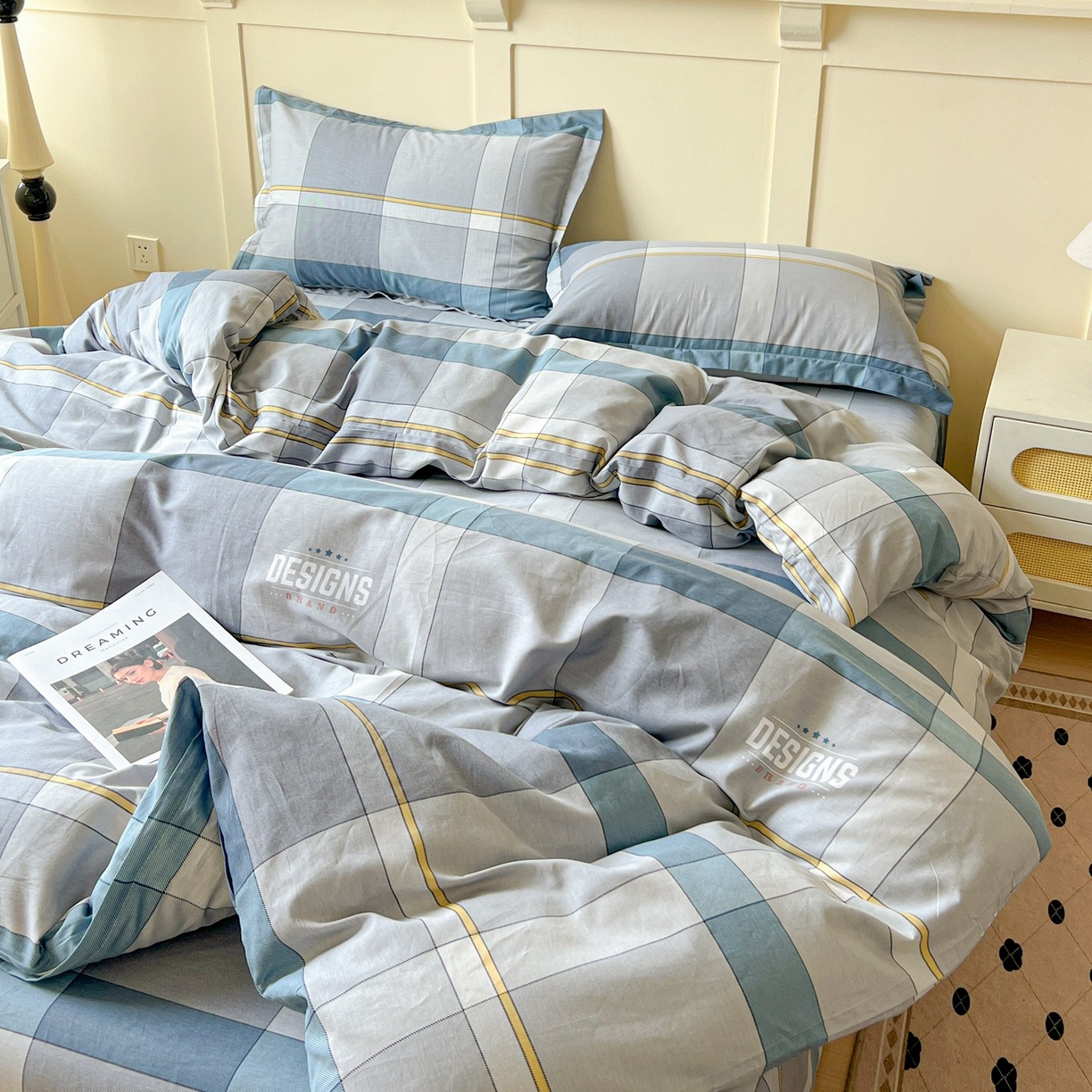 91家纺网 家纺一手货源 找家纺 文黛家居 2025新款全棉喷气印花全棉纯棉印花系列四件套 摩卡庄园