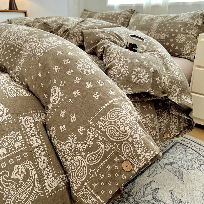 91家纺网 家纺一手货源 找家纺 （总）优佳优品 2025秋冬新款A类高克重亚麻复古侘季风复麻系列四件套