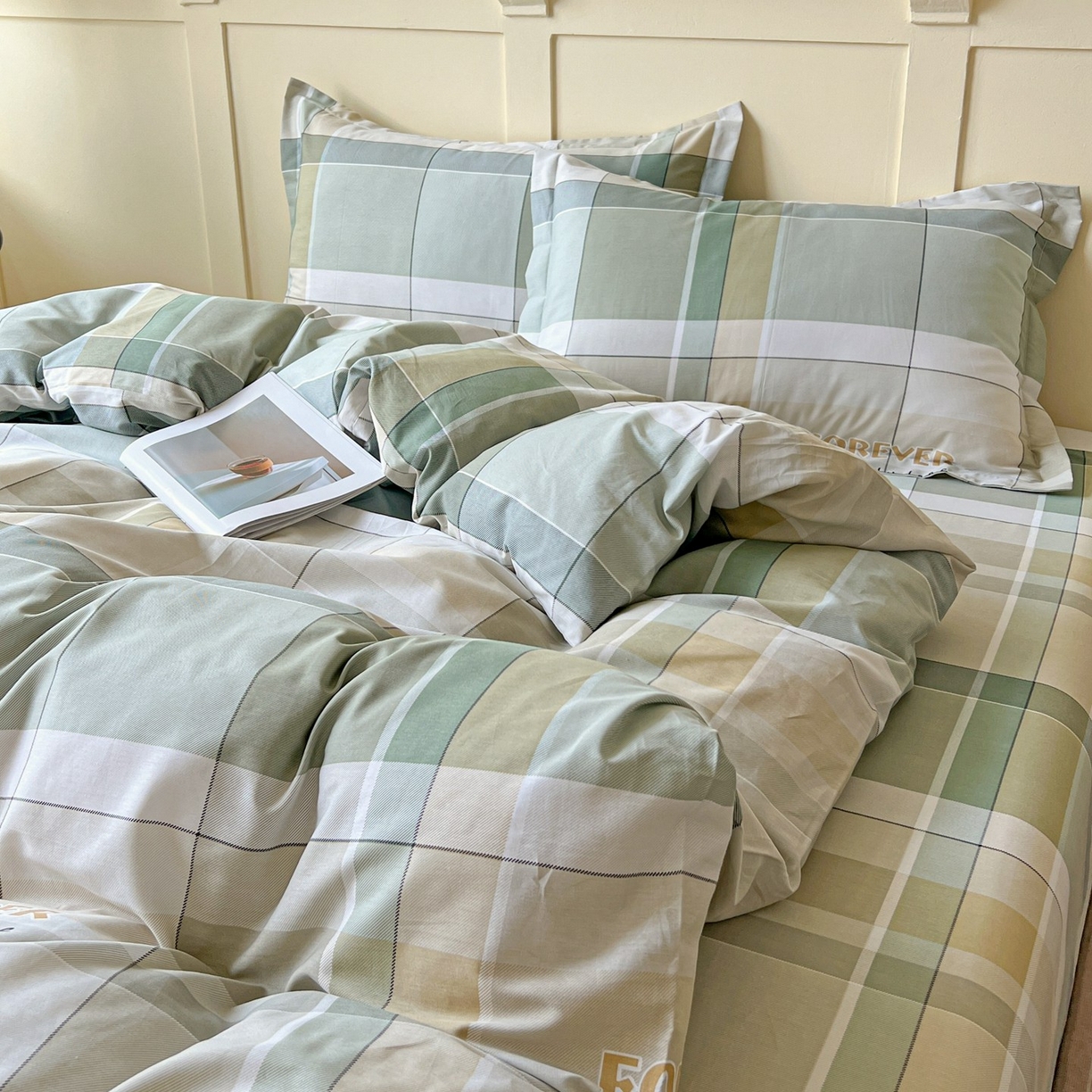 91家纺网 家纺一手货源 找家纺 文黛家居 2025新款全棉喷气印花全棉纯棉印花系列四件套 素格