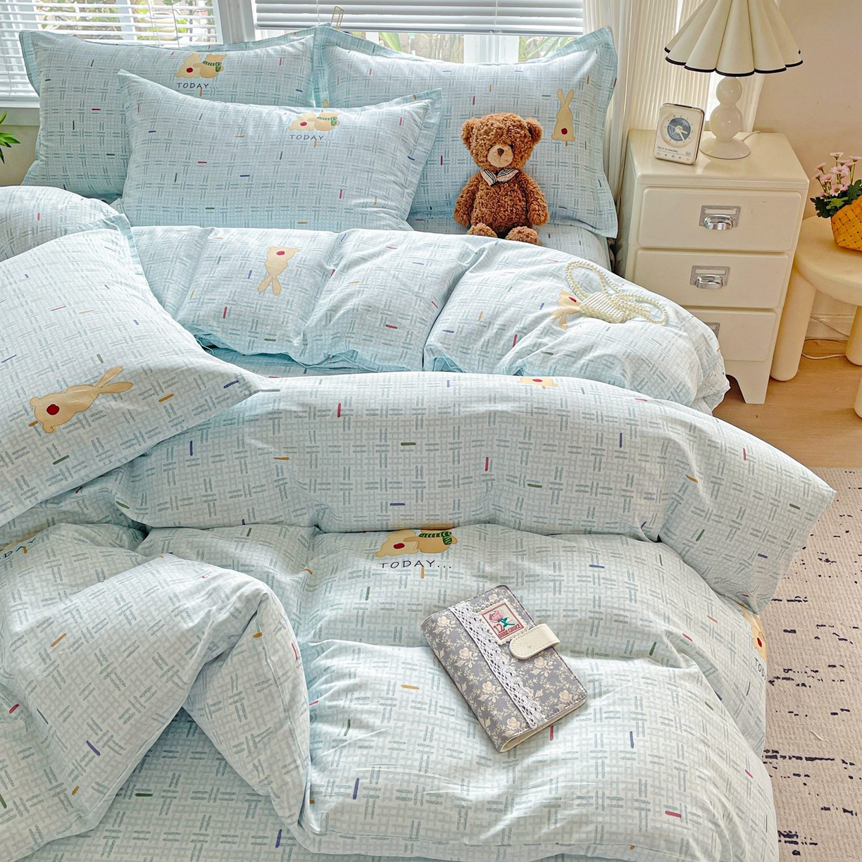 91家纺网 家纺一手货源 找家纺 文黛家居 2025新款全棉喷气印花全棉纯棉印花系列四件套 小幸运