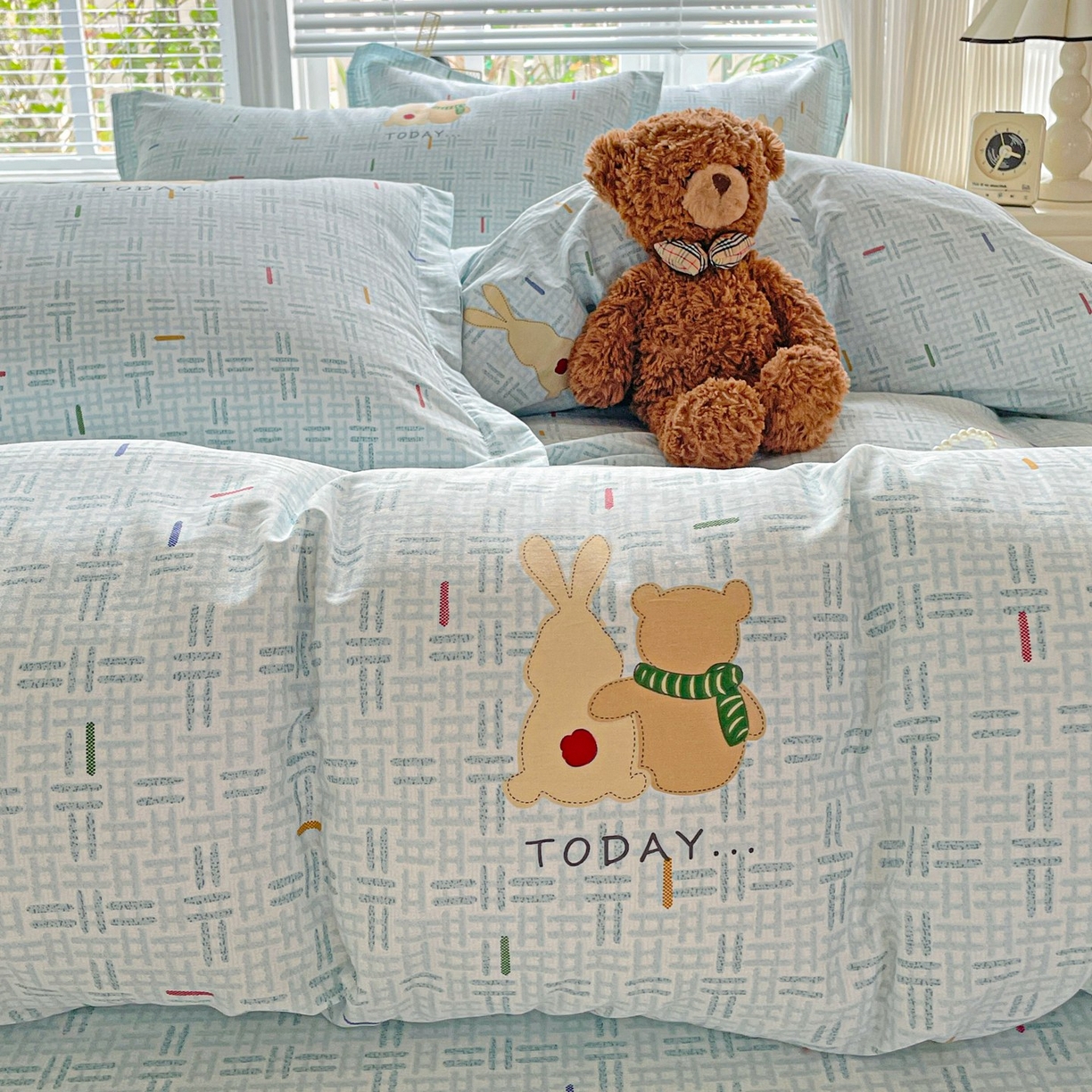 91家纺网 家纺一手货源 找家纺 文黛家居 2025新款全棉喷气印花全棉纯棉印花系列四件套 小幸运