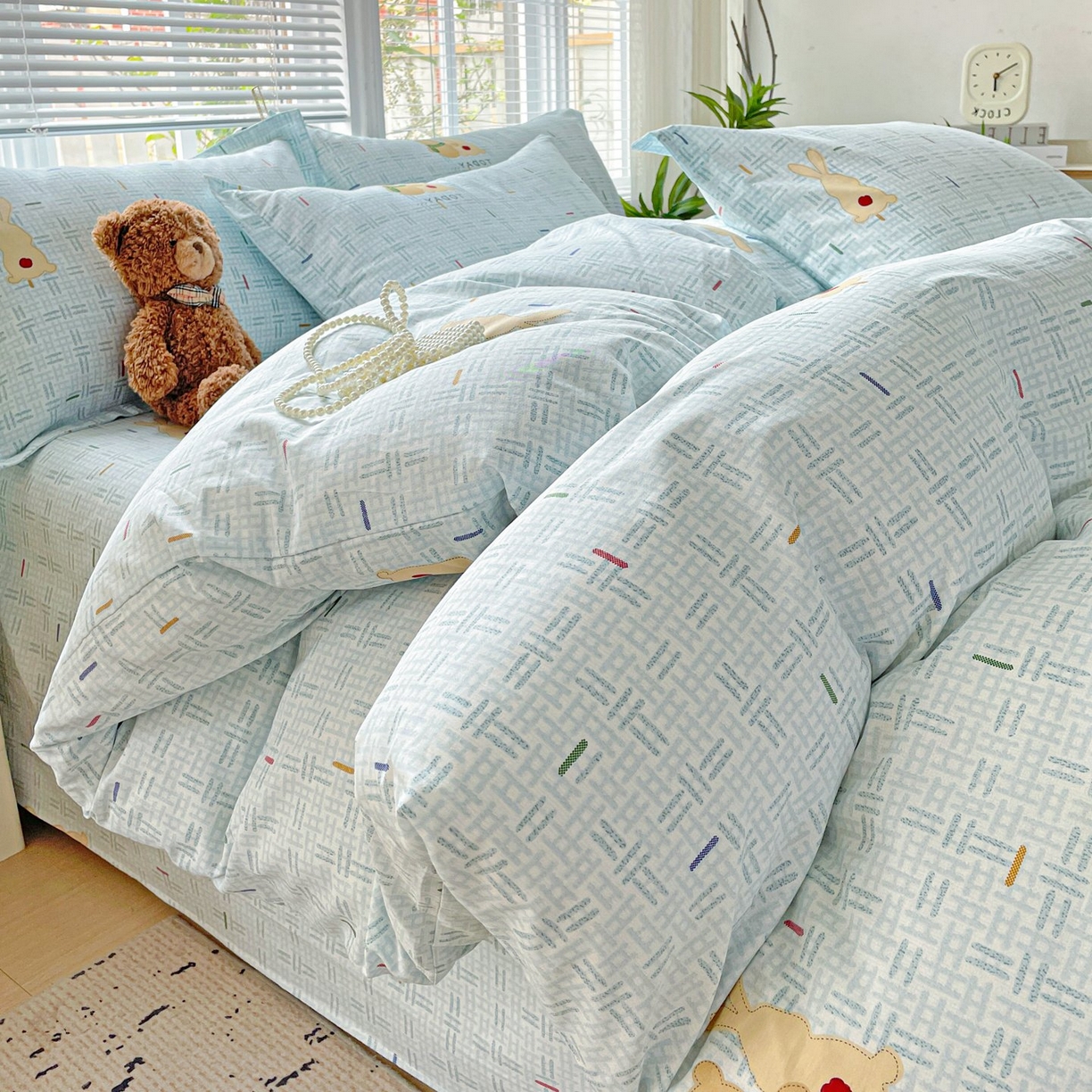 91家纺网 家纺一手货源 找家纺 文黛家居 2025新款全棉喷气印花全棉纯棉印花系列四件套 小幸运