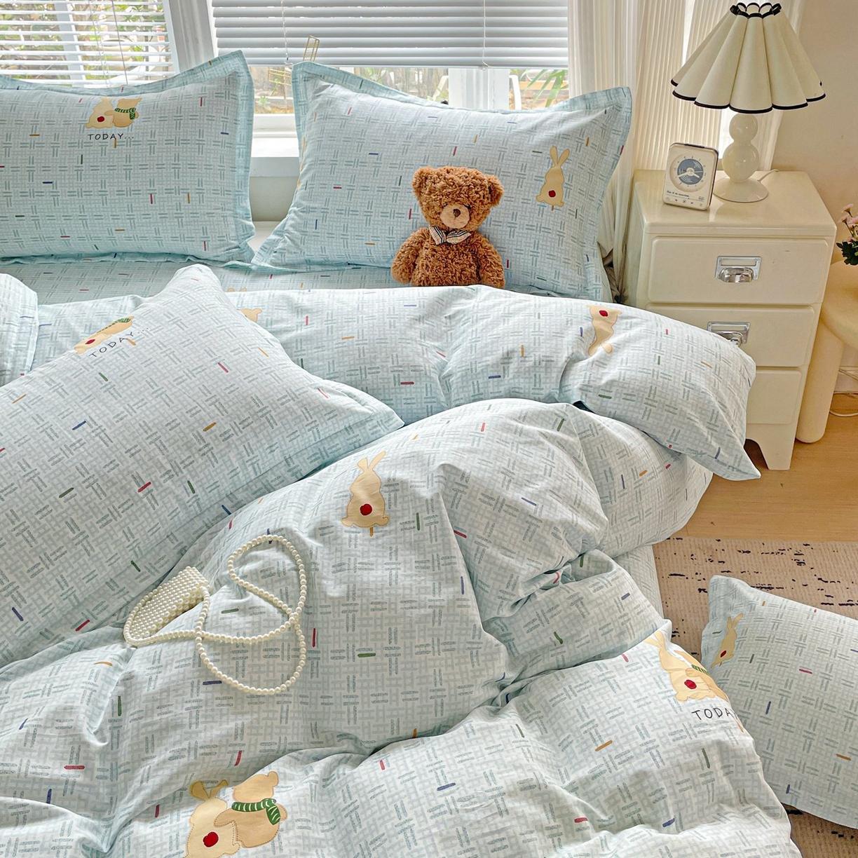 91家纺网 家纺一手货源 找家纺 文黛家居 2025新款全棉喷气印花全棉纯棉印花系列四件套 小幸运