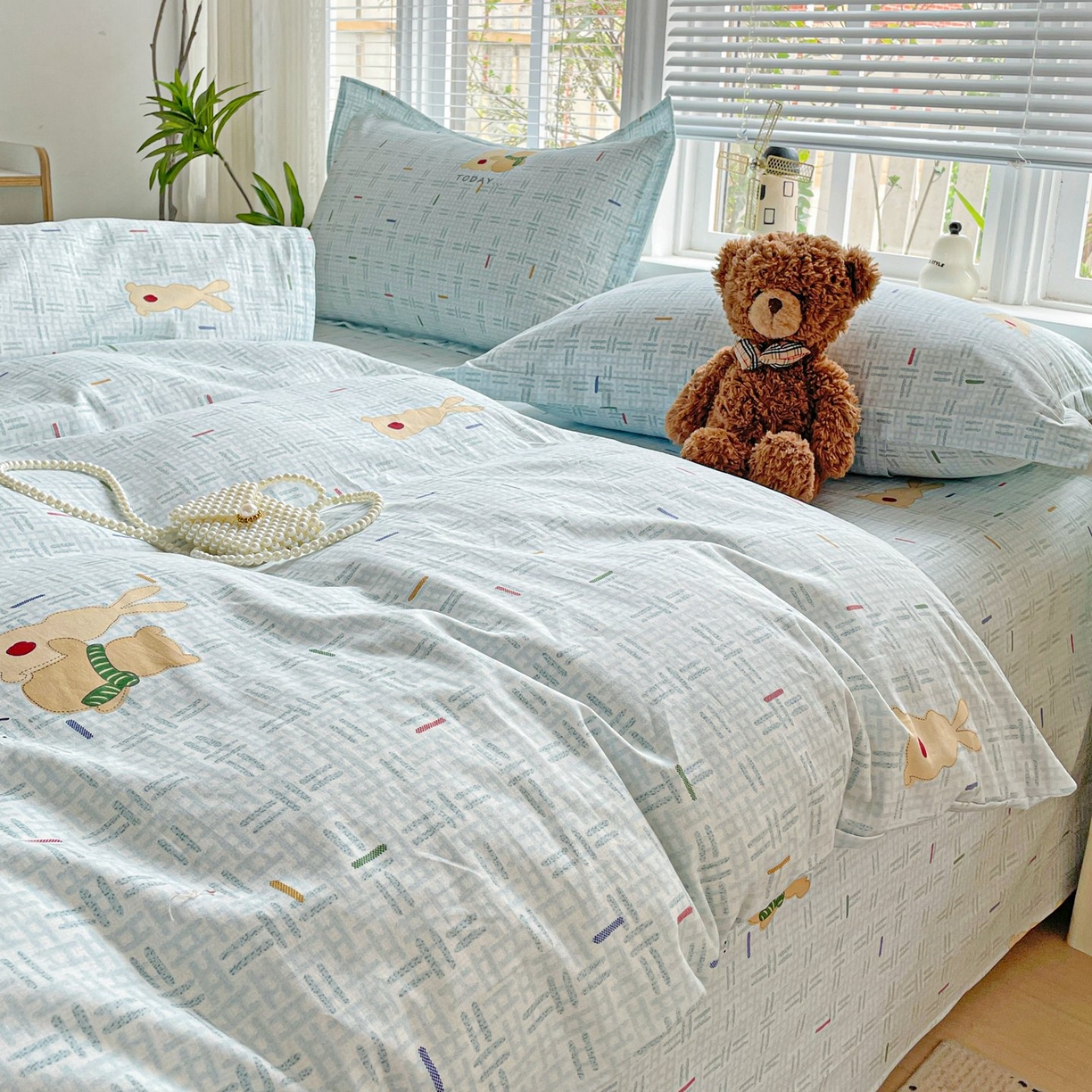 91家纺网 家纺一手货源 找家纺 文黛家居 2025新款全棉喷气印花全棉纯棉印花系列四件套 小幸运