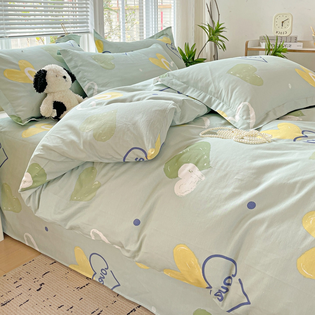 91家纺网 家纺一手货源 找家纺 文黛家居 2025新款全棉喷气印花全棉纯棉印花系列四件套 心愿恋曲