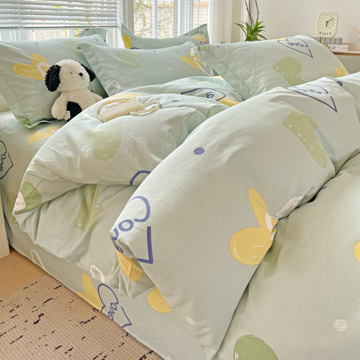 91家纺网 家纺一手货源 找家纺 文黛家居 2025新款全棉喷气印花全棉纯棉印花系列四件套 心愿恋曲