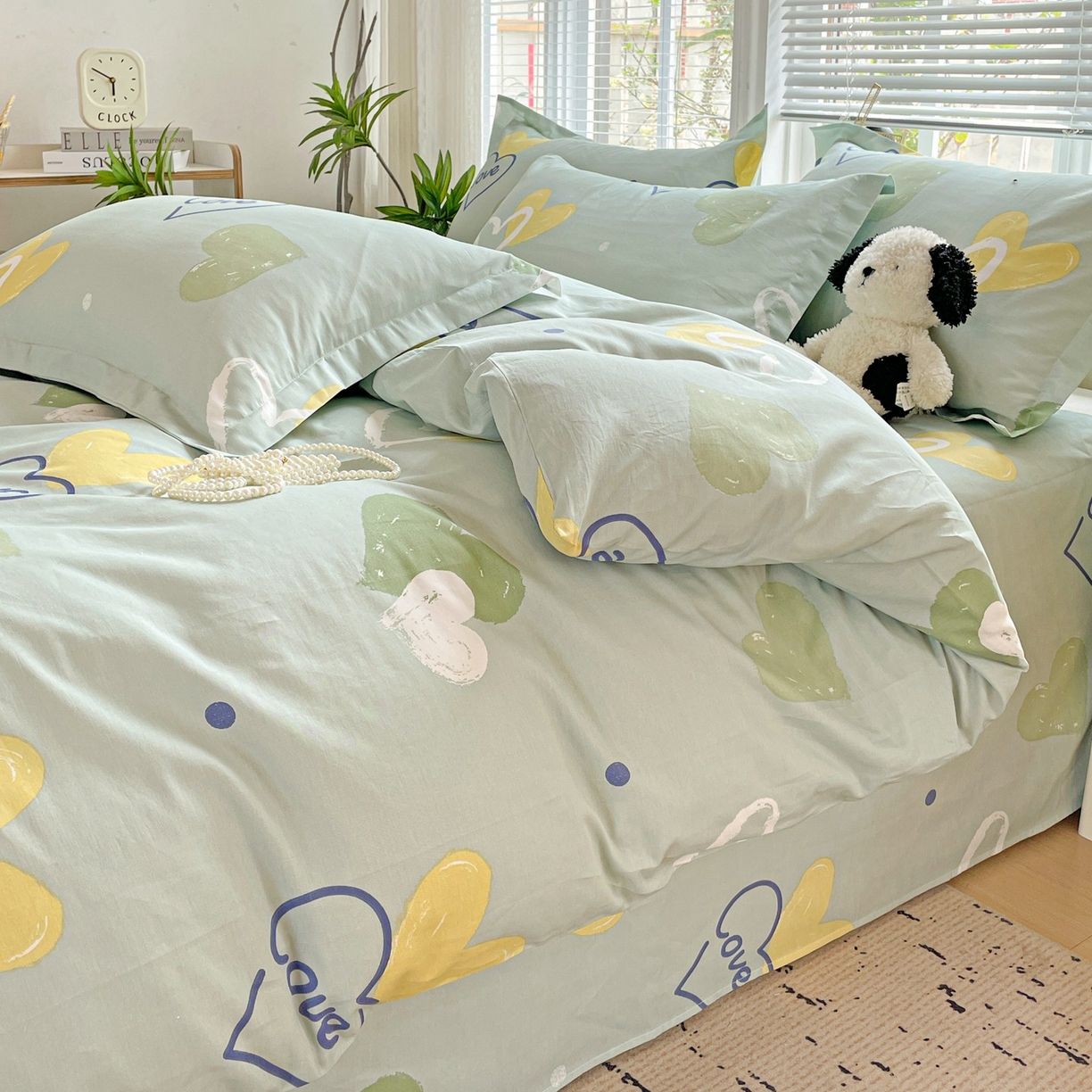 91家纺网 家纺一手货源 找家纺 文黛家居 2025新款全棉喷气印花全棉纯棉印花系列四件套 心愿恋曲