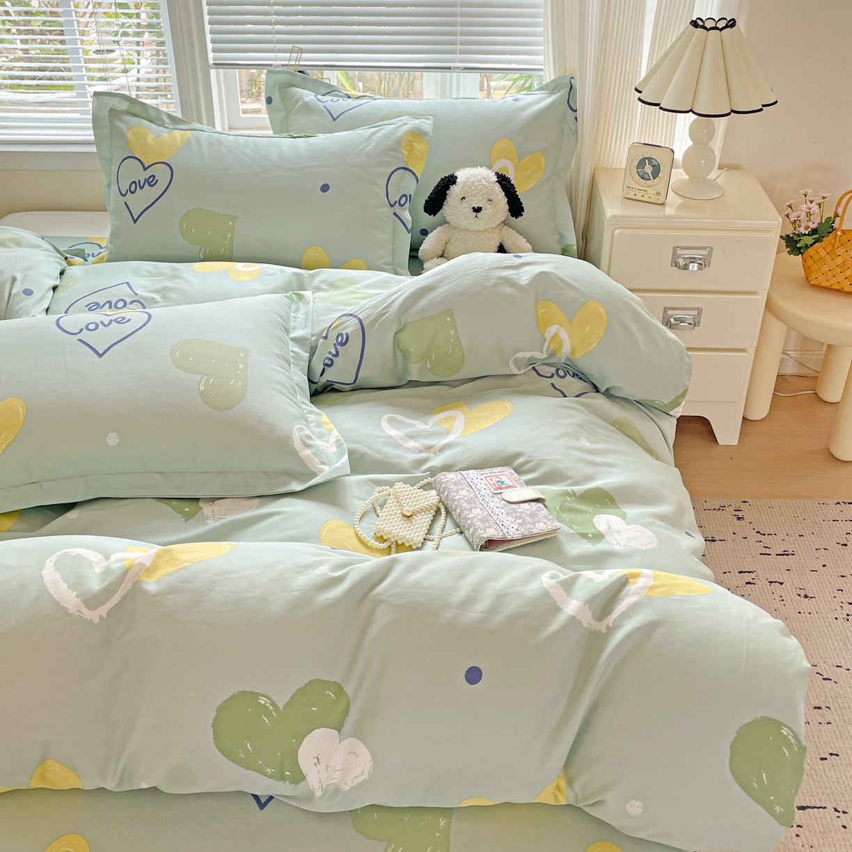 91家纺网 家纺一手货源 找家纺 文黛家居 2025新款全棉喷气印花全棉纯棉印花系列四件套 心愿恋曲