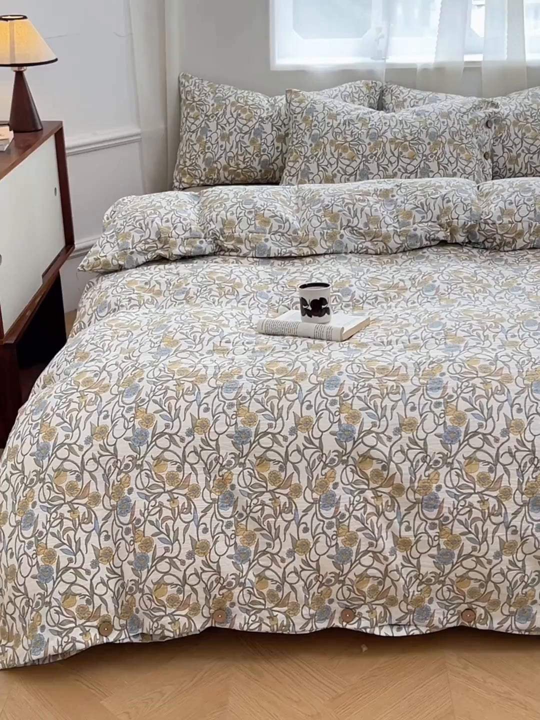 91家纺网 家纺一手货源 找家纺 优佳优品 2025秋冬新款A类高克重亚麻复古侘季风复麻系列四件套 繁华绮想