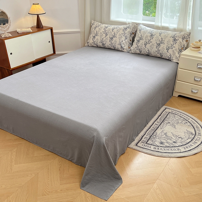 91家纺网 家纺一手货源 找家纺 优佳优品 2025秋冬新款A类高克重亚麻复古侘季风复麻系列四件套 浅枝墨语