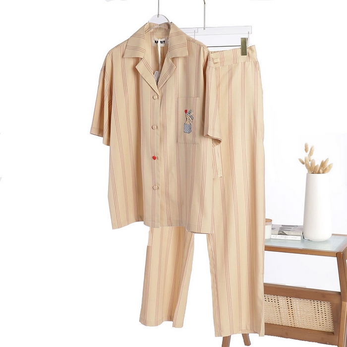 91家纺网 家纺一手货源 找家纺 （总）观月轩家纺 2025新款天丝棉短袖长裤套装-小兔有爱