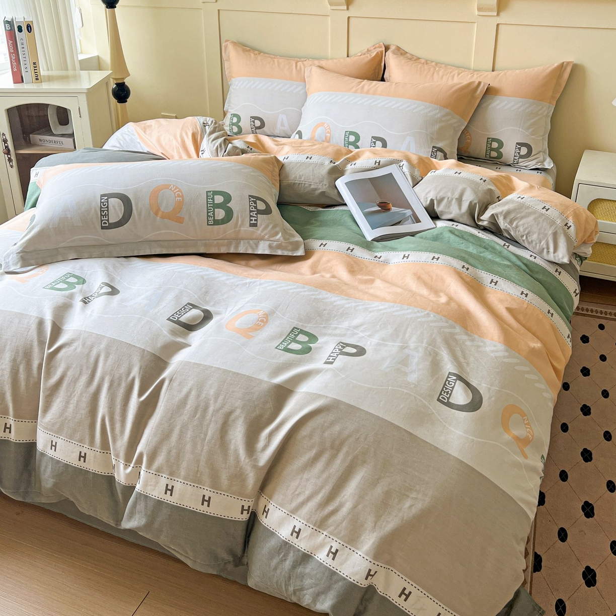 91家纺网 家纺一手货源 找家纺 文黛家居 2025新款全棉喷气印花全棉纯棉印花系列四件套 优思