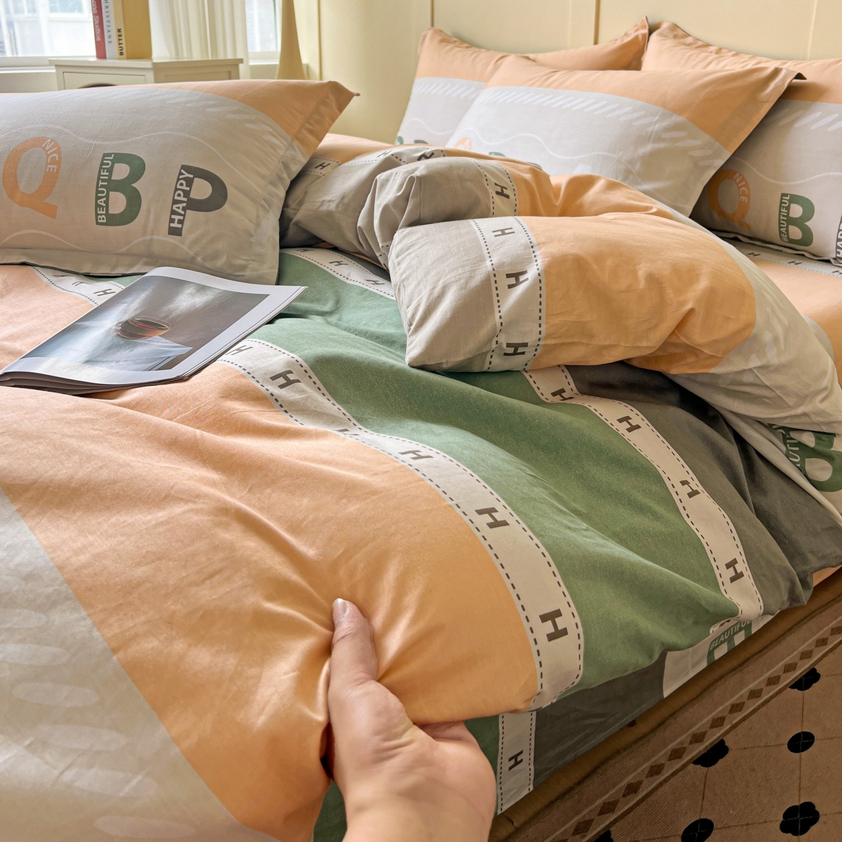 91家纺网 家纺一手货源 找家纺 文黛家居 2025新款全棉喷气印花全棉纯棉印花系列四件套 优思